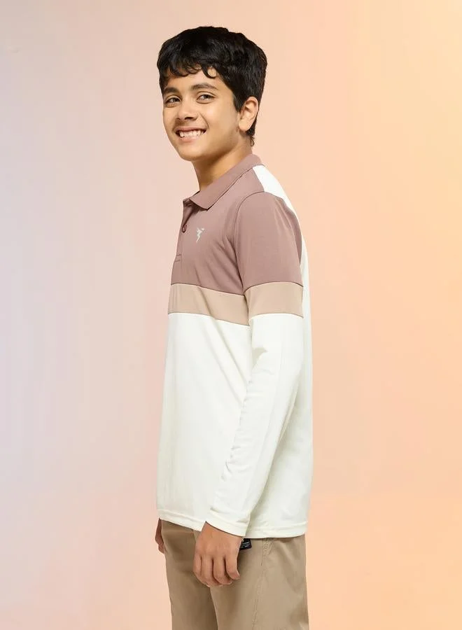 Technosport Boys Slim Fit Color Block Polo T-Shirt